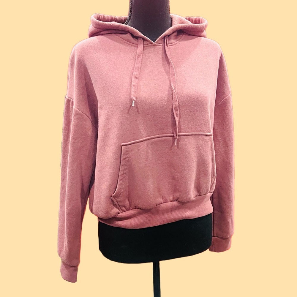 Cropped Dusty Rose Pullover Hoodie Large